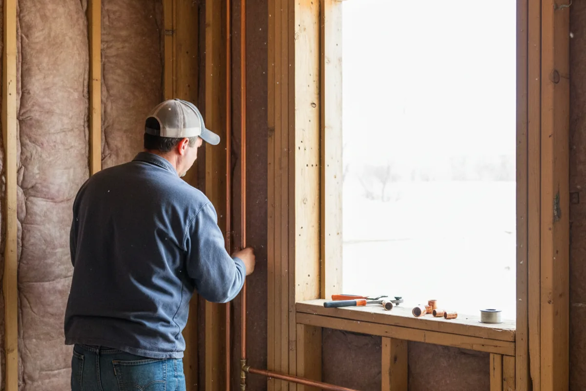Licensed plumber running new copper supply lines in a Deersville home