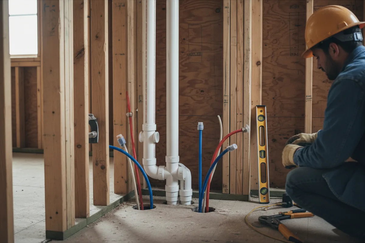 Drain and supply rough-in during Drain Cleaning in Deersville